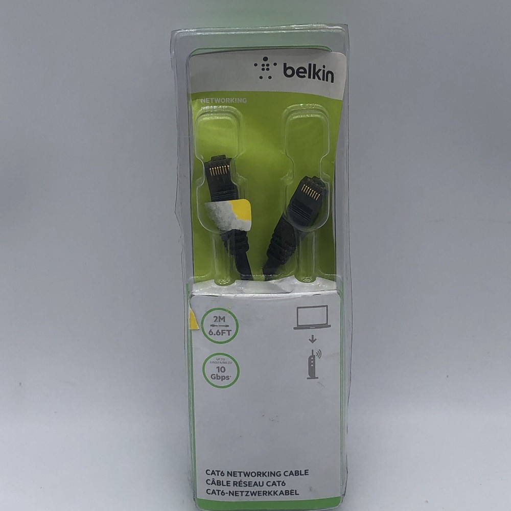 Belkin A3L980bt02MBLKS 2 Meter Ethernet Patch Snagless Cat 6 Black Cable