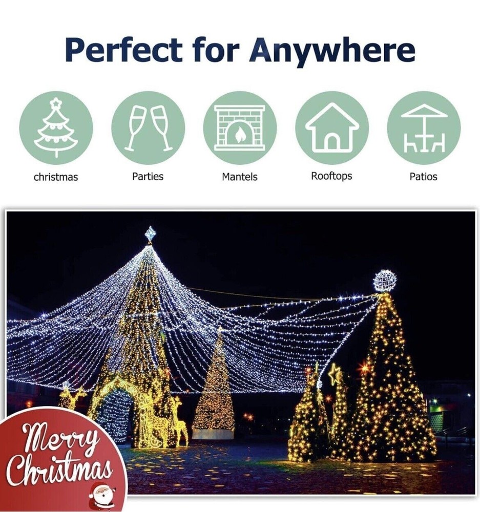 1000 Led Christmas String Lights Indoor Outdoor Waterproof 9 Modes Multicoloured