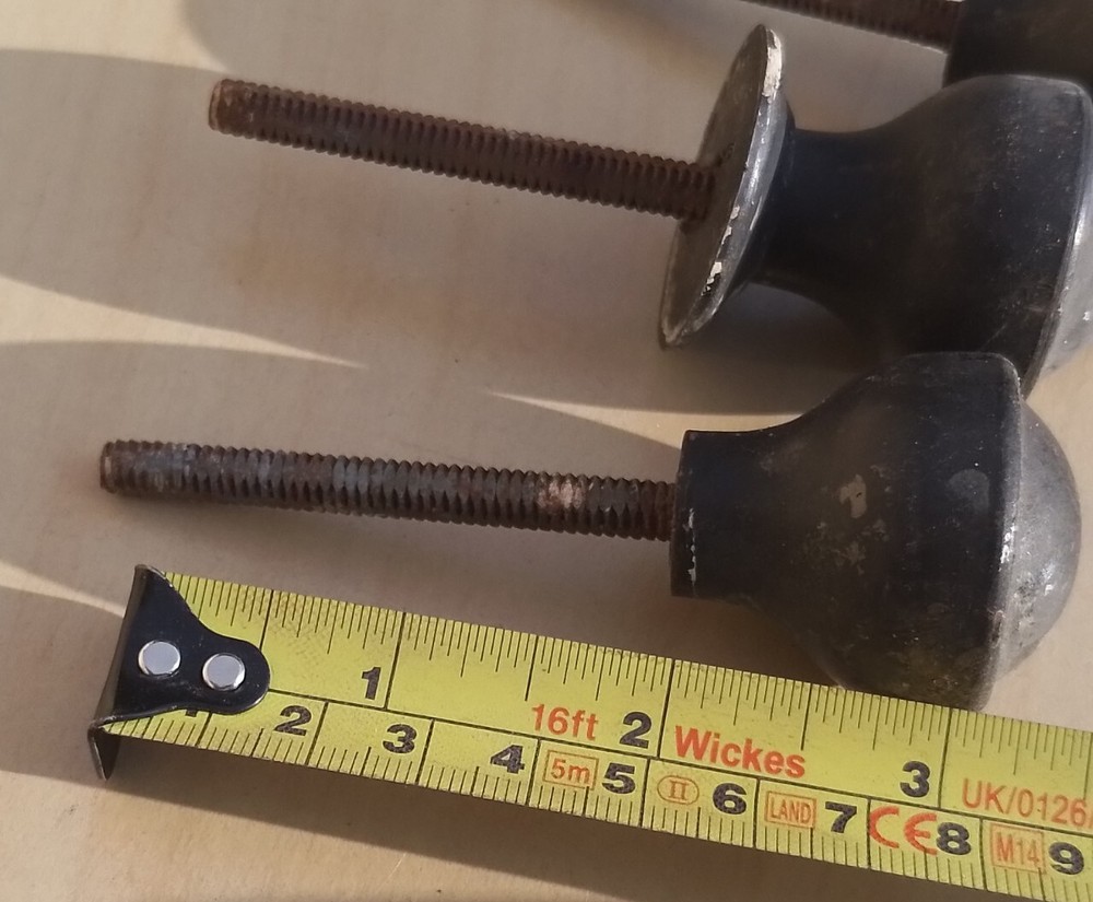 Vintage Old Antique Bakelite Olde Screw Thread Handles Set 3 Knobs