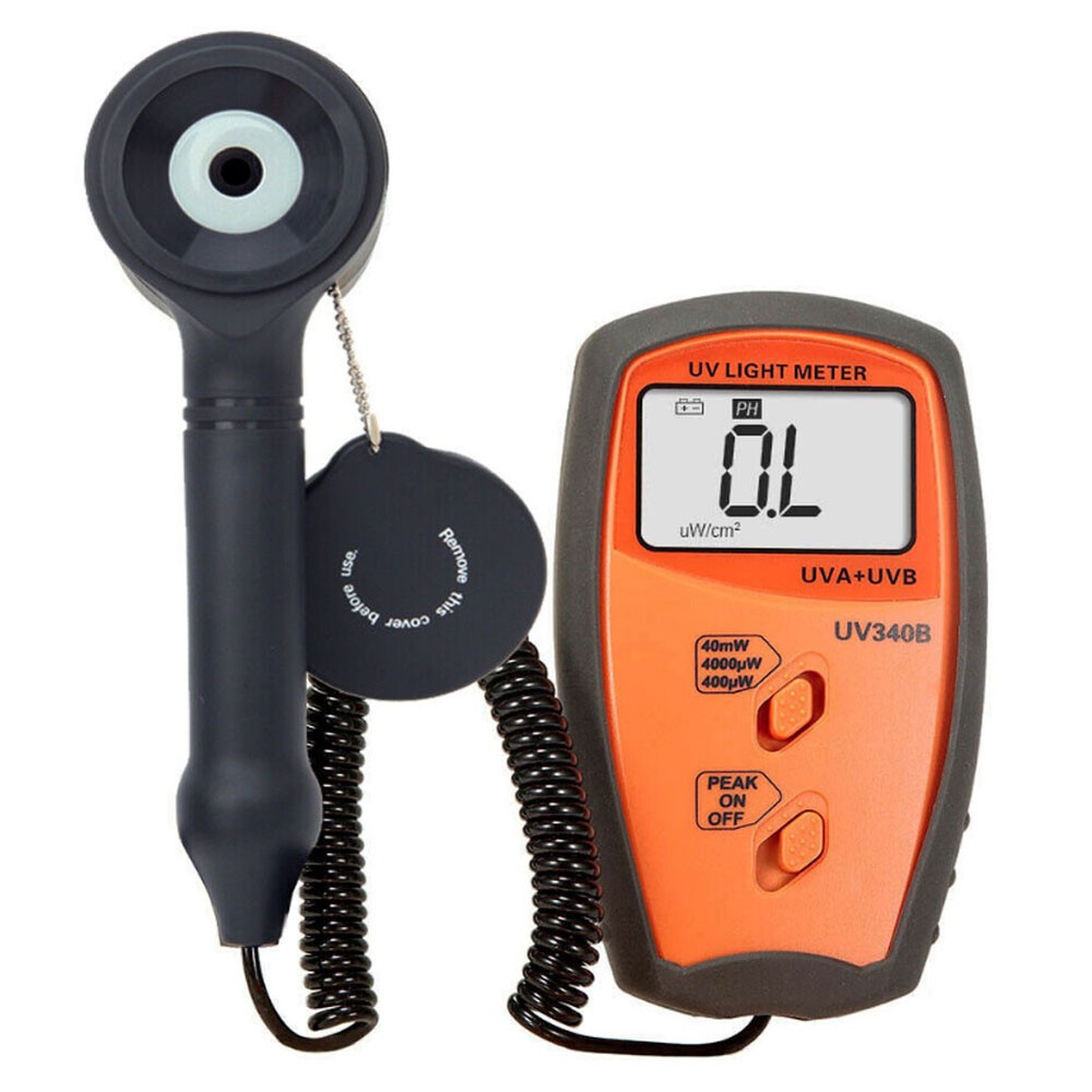 Digital UV Light Meter UV340B, Portable UVA/UVB Radiometer with LCD Display