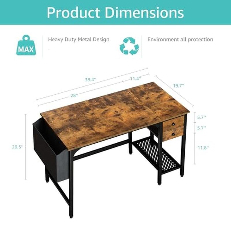 Small Computer Desk W/ Drawers Space Saving Modern Workstation Easy Assembly New