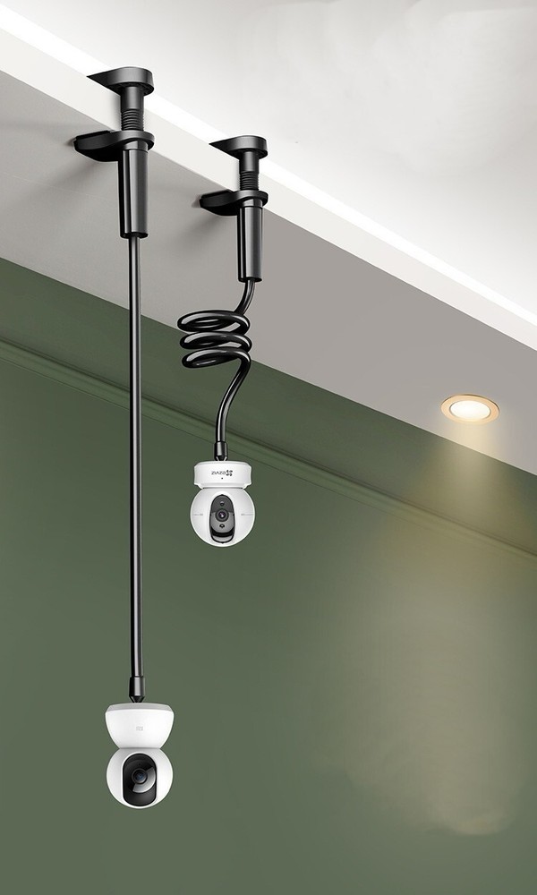 No-Drill Security Camera Mount - Flexible Clamp Bracket, 110cm (Black & White)