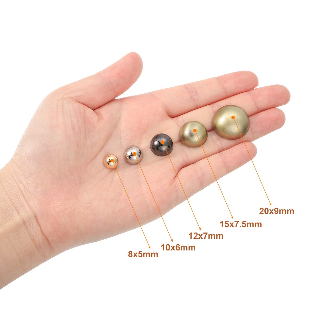 20Sets 10mmx6mm Screw Back Rivets Solid Round Head Leather Studs Silver Tone