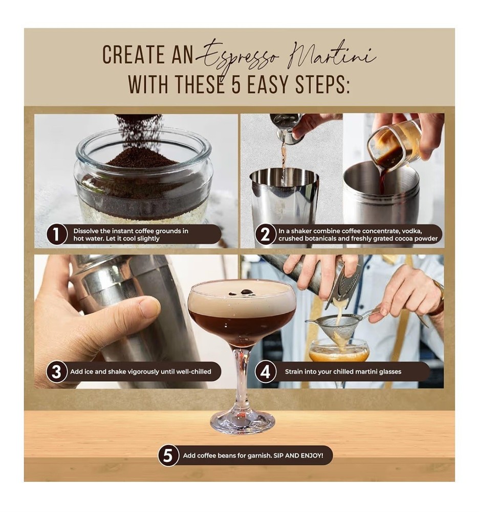 Espresso Martini Kit Gift Set– Complete Martini Maker Set with Espresso Mix, Par