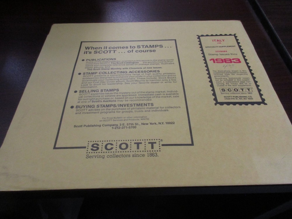 THE SCOTT  SPECIALTY  SUPPLEMENT ITALY #34 ,1983 W/FREE SHIPPING!!