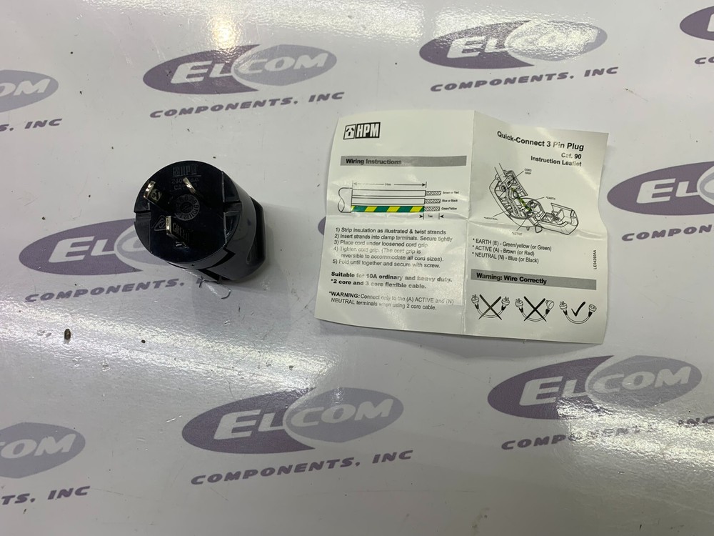HPM CAT. 90 Plug Socket Quick Connect 3-Pin Australia 10A 240VAC