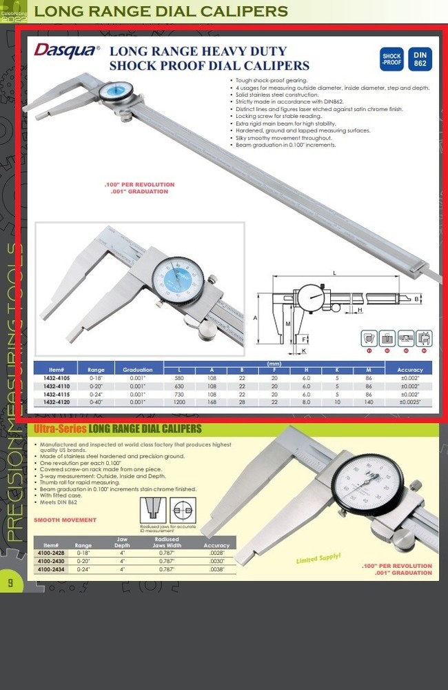 DASQUA 0-18" HEAVY DUTY DIAL CALIPER (1432-4105)