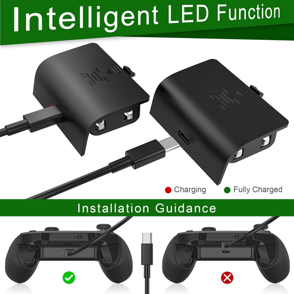 Controller Battery Pack Compatible with Xbox Series S/X with Type-C Charging ...