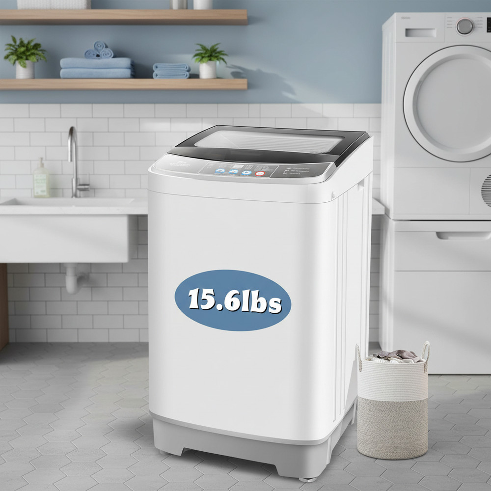 Portable Washing Machine 15.6lbs Capacity Full-Automatic 10 Modes Laundry Washer