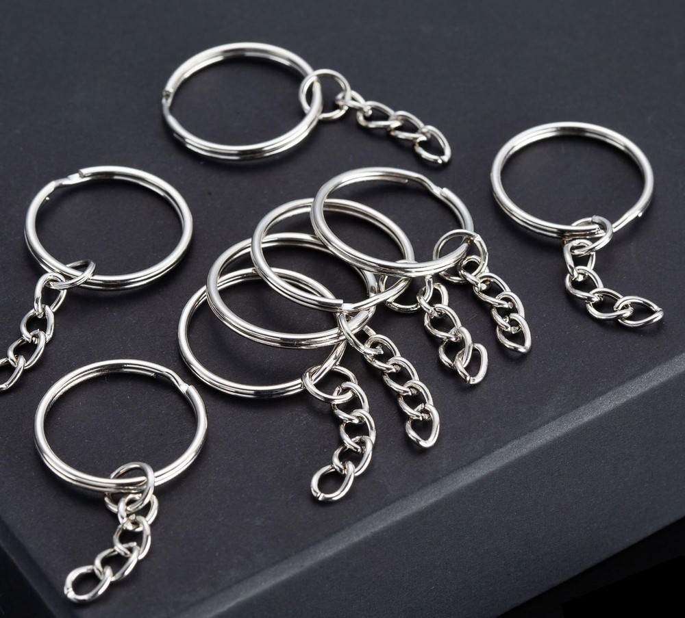 100Sets 1 inch Silver 1 keychain rings with open jump