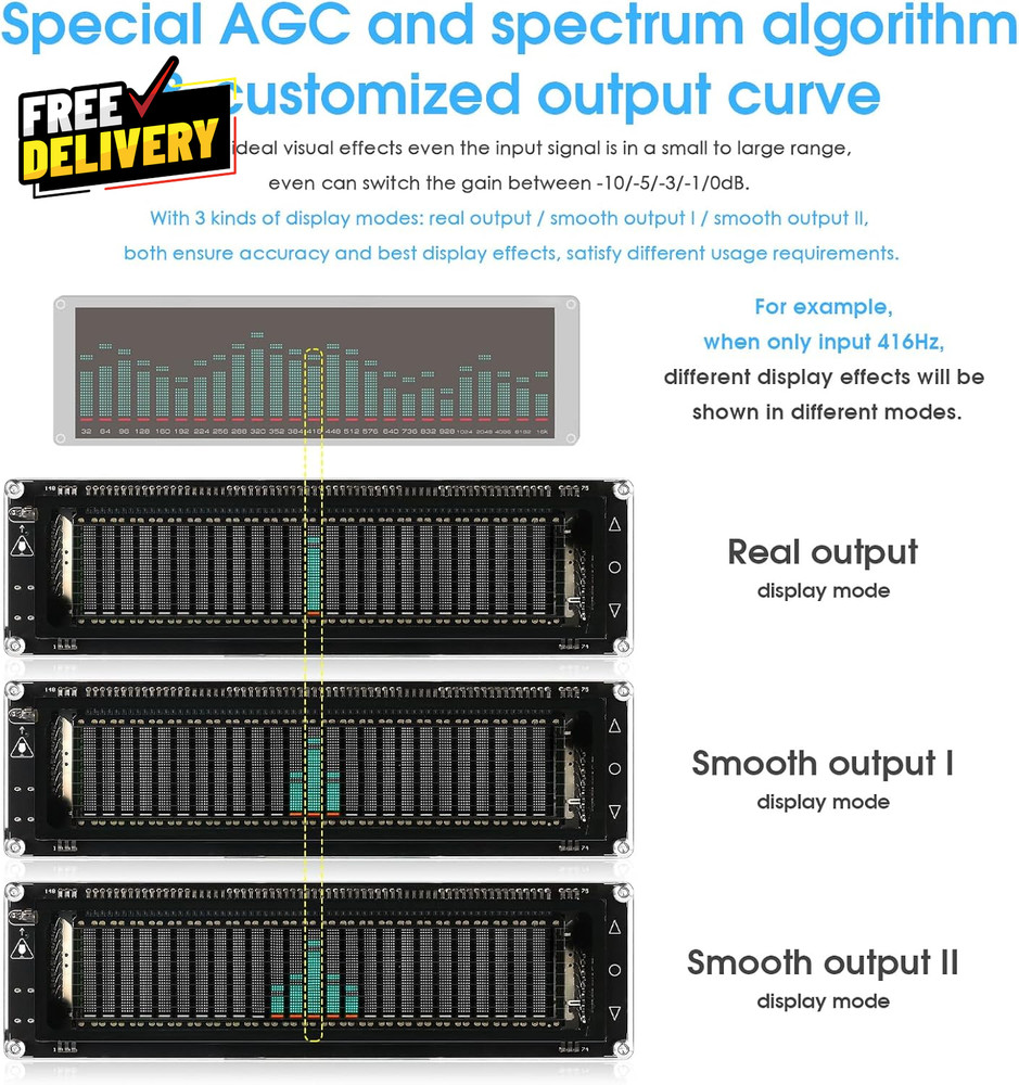 AK2515 Pro Audio Spectrum Analyzer with VFD Display MIC Input & Advanced AGC....
