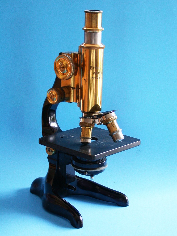 Vintage Leitz Wetzlar Brass Microscope With Case