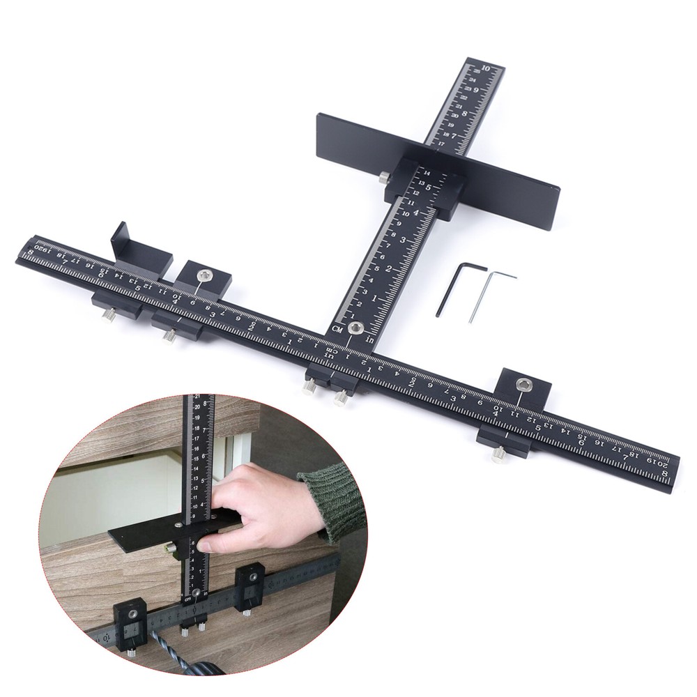 Adjustable Position Ruler Cabinet Hardware Installation Jig Woodworking Tools US