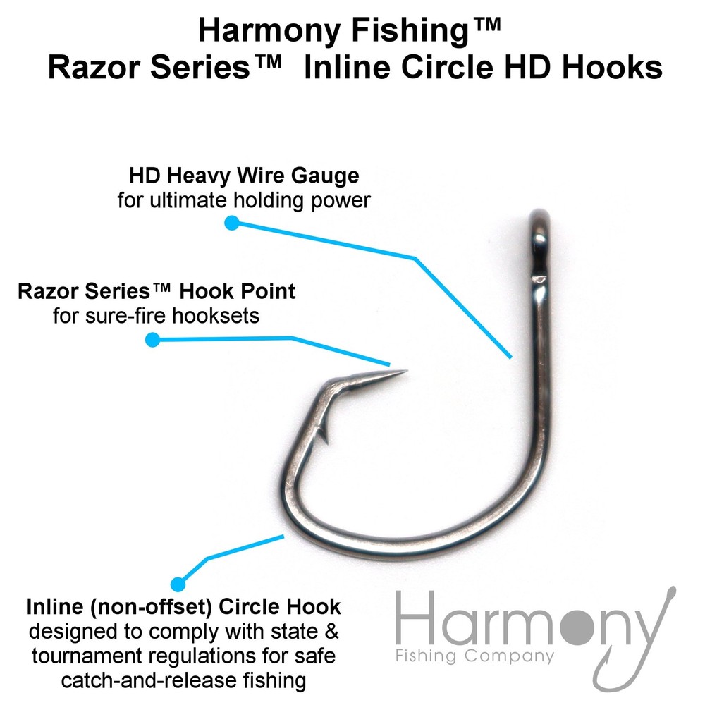 Harmony Fishing - Razor Series Inline Circle HD Hooks (Non-Offset)