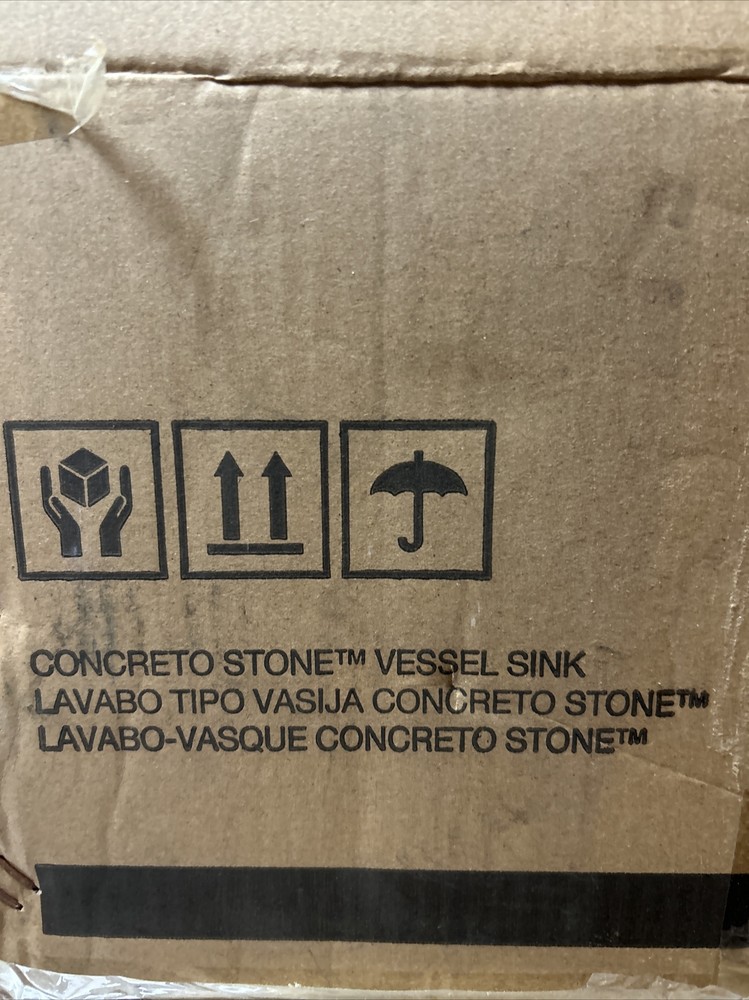 Vigo VG04056 Concreto Stone 14-1/2" Rectangular Concrete Vessel - Grey