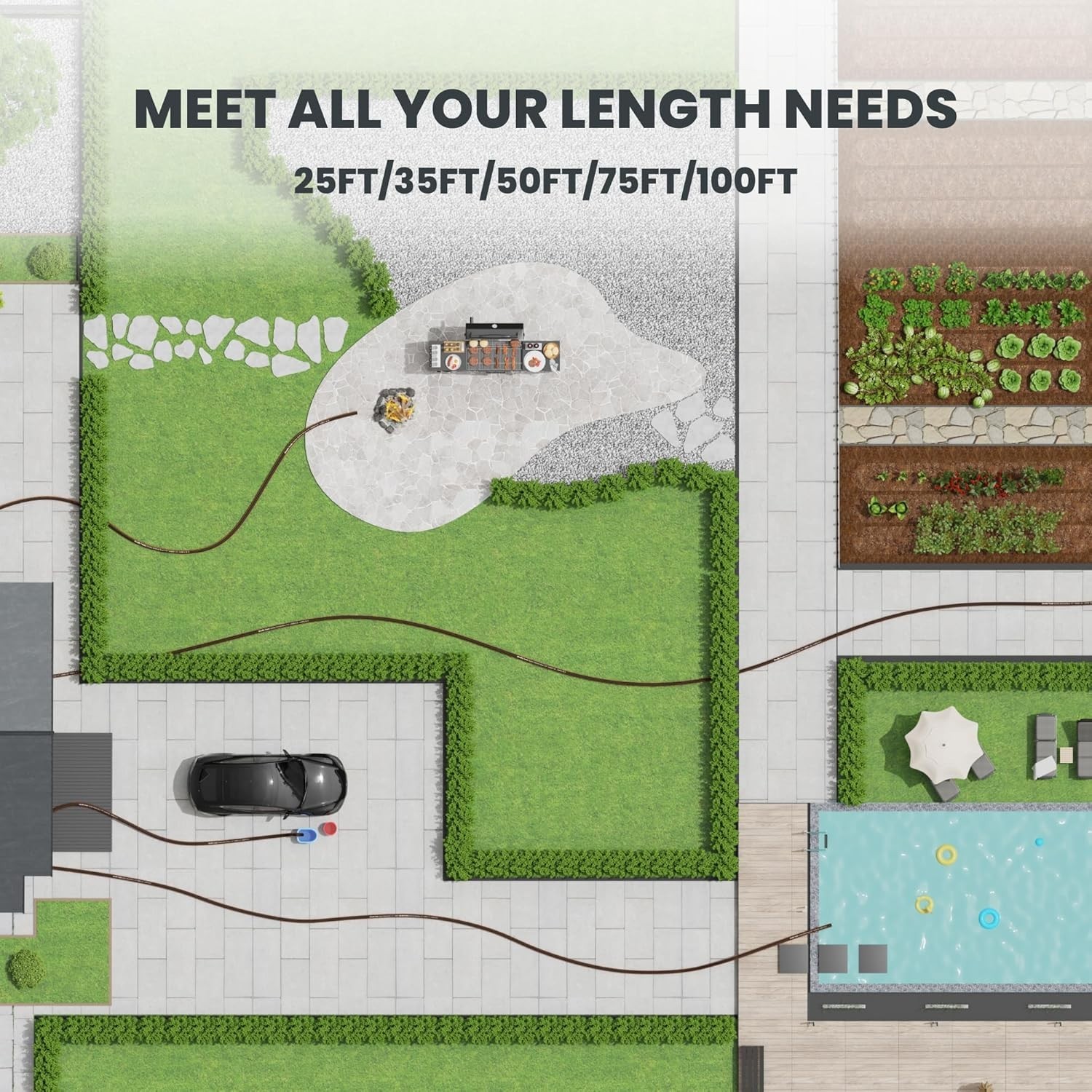 Giraffe Tools Garden Water Hose 100ft x 5/8", Male and Female Fittings Clearance