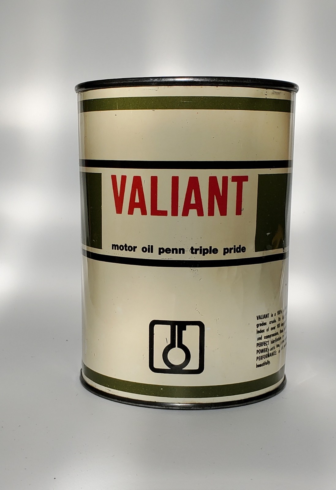 Collectors Oil Can. Super Rare Vintage Display. Hard To Find! "VALIANT" Nice.
