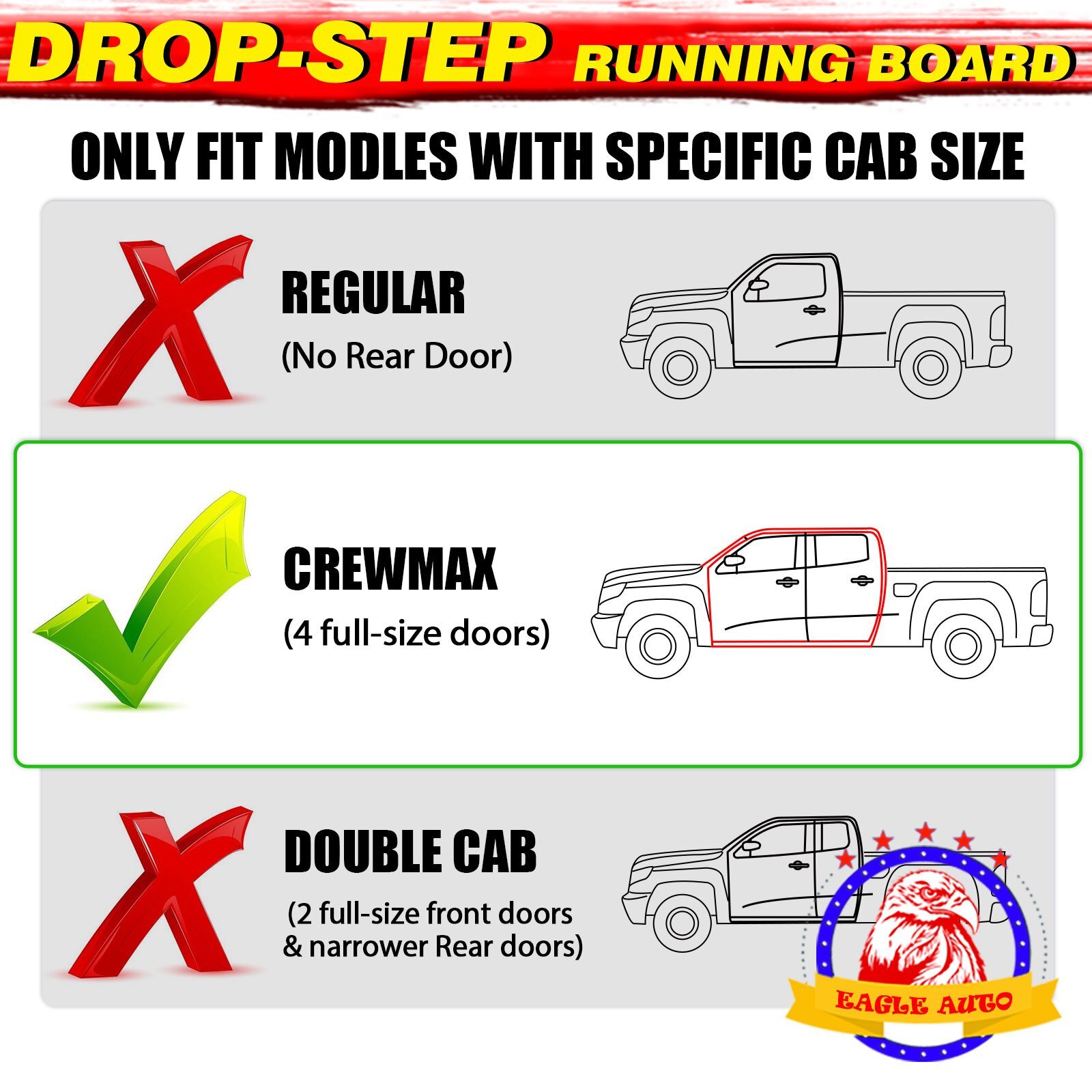 For 05-24 Nissan Frontier Crew Cab 3" Running Boards Step Board Drop Step BCKA