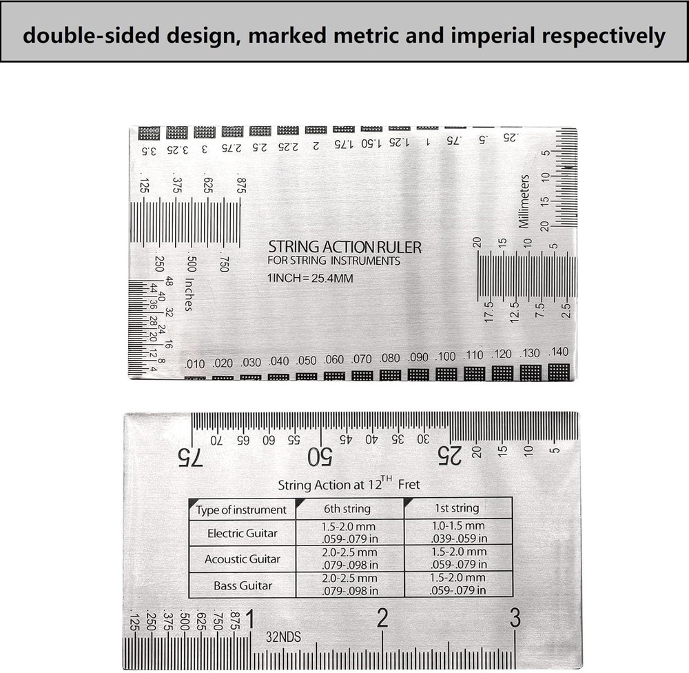 Guitar Luthier Tool Set: String Action Gauge & Pitch Ruler for Precision Setup