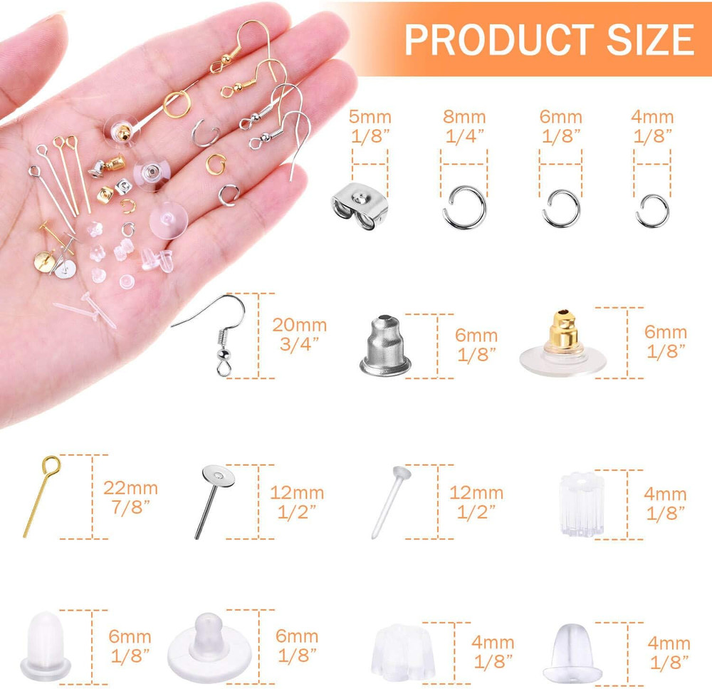 Earring Making Kit with Earring Hooks Findings, Earring Backs Posts, Jump Rings