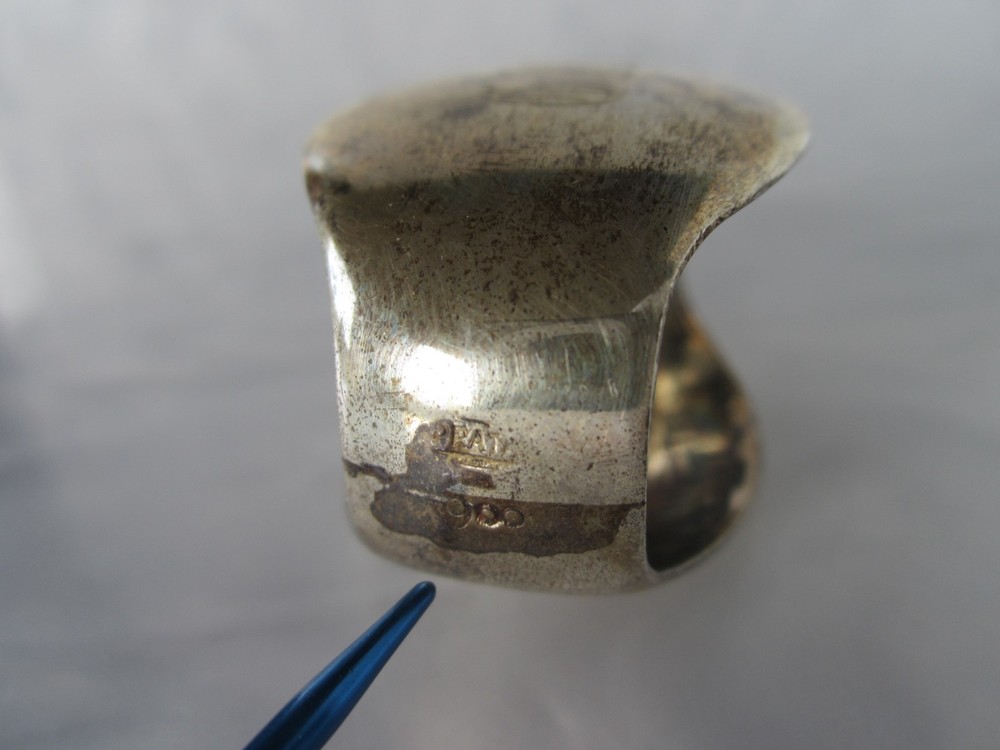 VINTAGE FULLY HALLMARKED SOLID 900 COIN SILVER NAPKIN RING MONOGRAMMED 25g