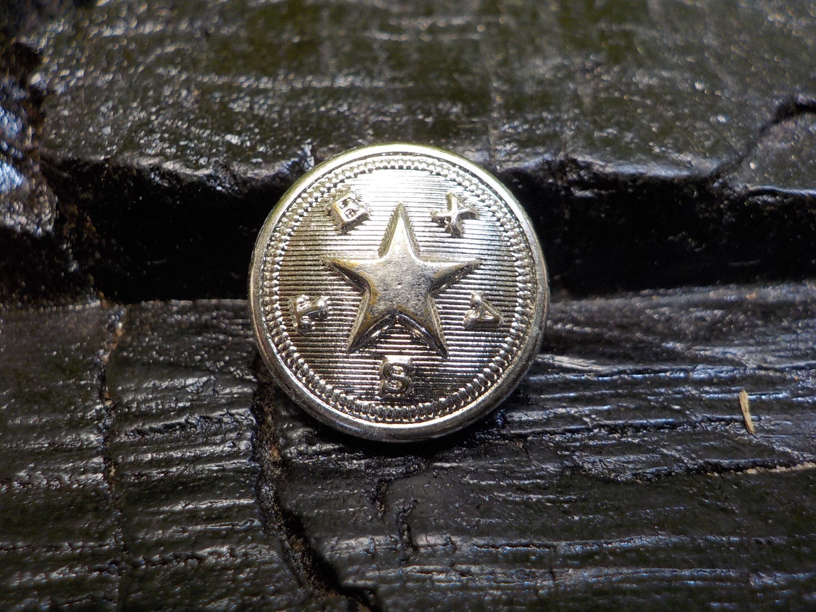 Texas State Seal Vest Button Silver Color with Free Button Case