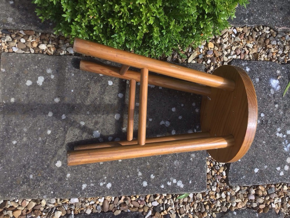 Vintage Pine Button Round Stool
