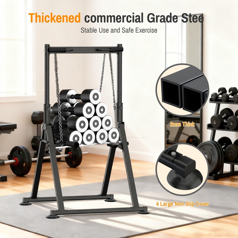LEASBAR Power Tower Pull Up Bar Stand, Adjustable Height Pull Up Dip Station