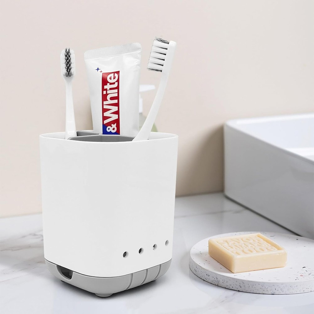Toothbrush Holder Bathroom,Plastic Detachable Easy Cleaning Multi-Functional