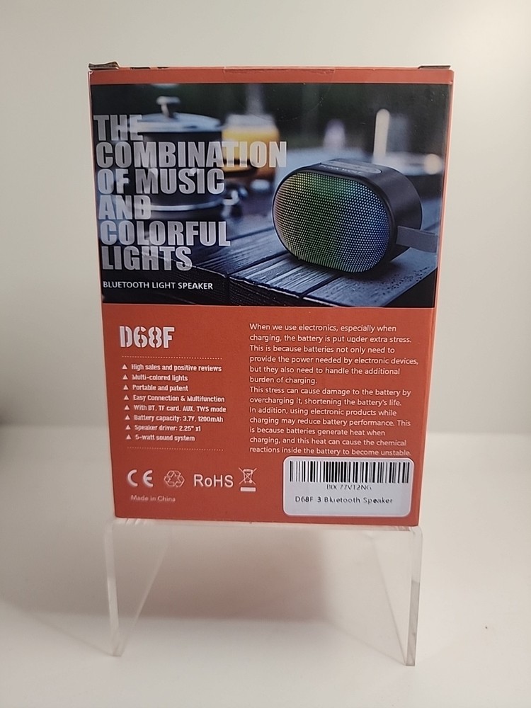 PUNK WOLF D68F-3 Bluetooth Speaker Full Screen RGB Multi Colored Lights DeepBass