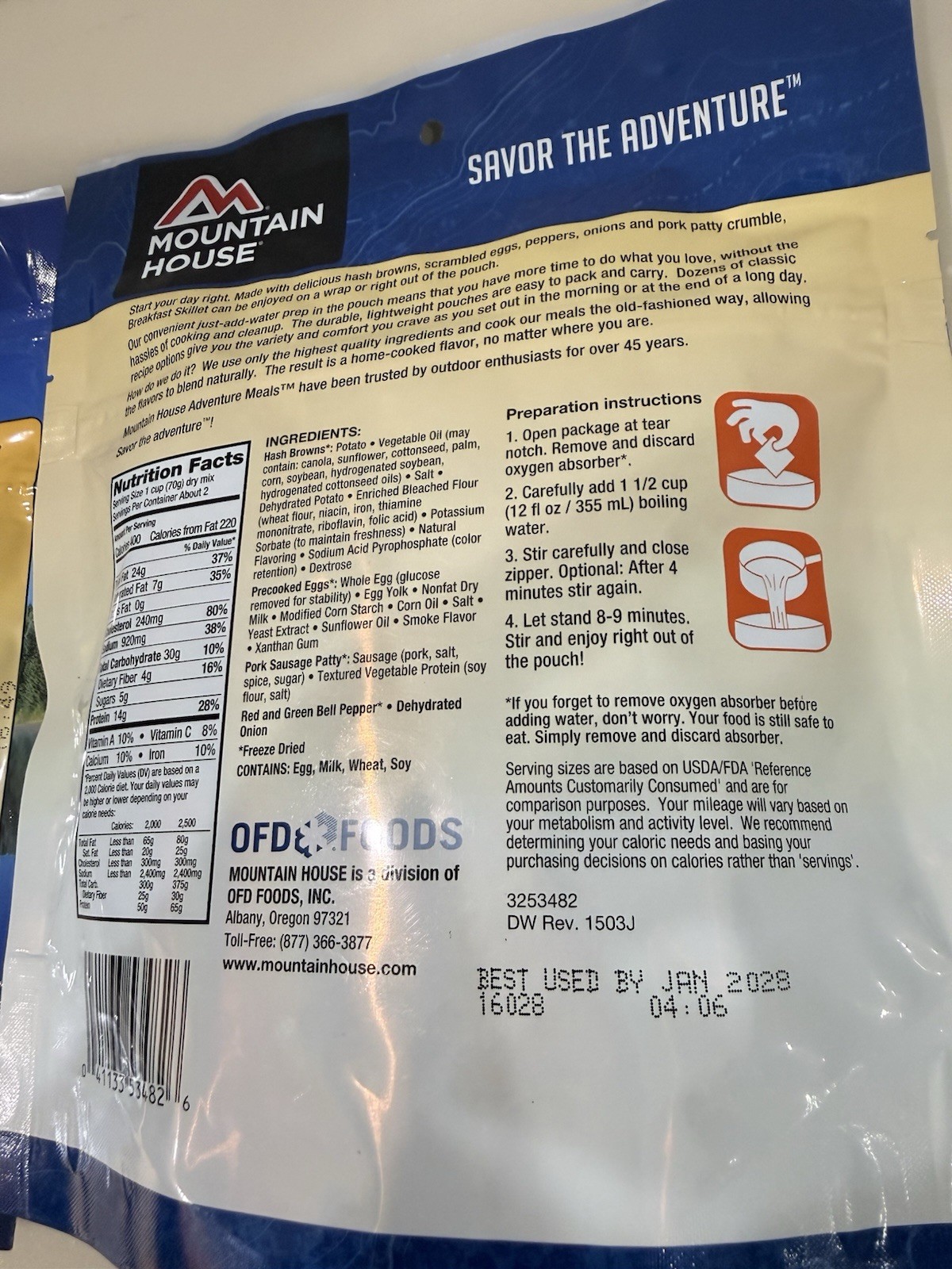 Mountain House Freeze Dried Meals Lot of 7 Camping Survival Food EXP 2027 MRE