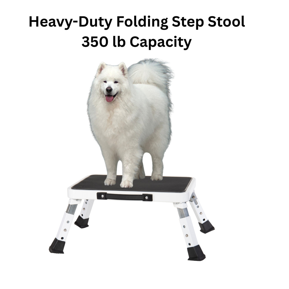 Adjustable Height Folding Step Stool – 3 Height Settings, Non-Slip, Portable