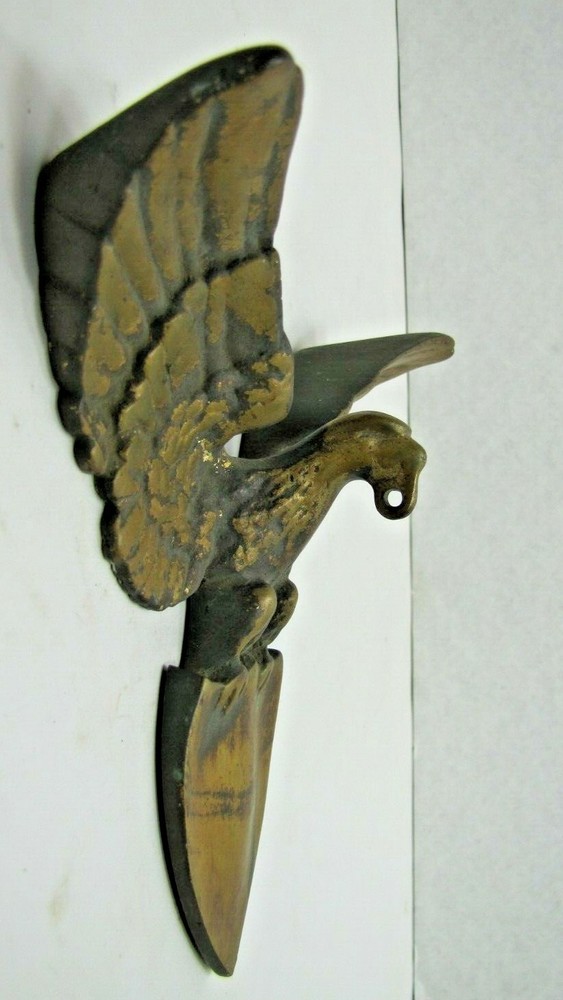 Spread Winged Eagle Shield Antique Brass Decorative Arts Hardware Element