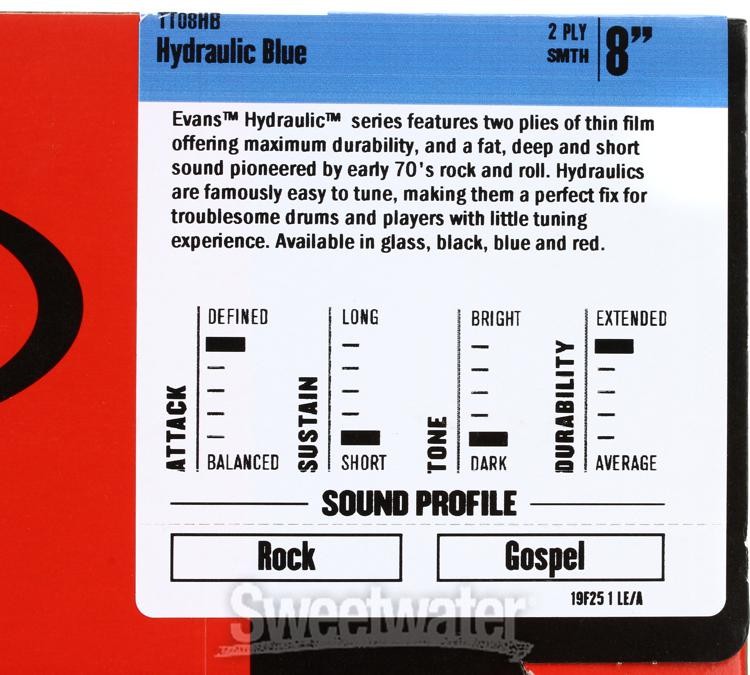 Evans Hydraulic Series Drumhead - 8" - Blue