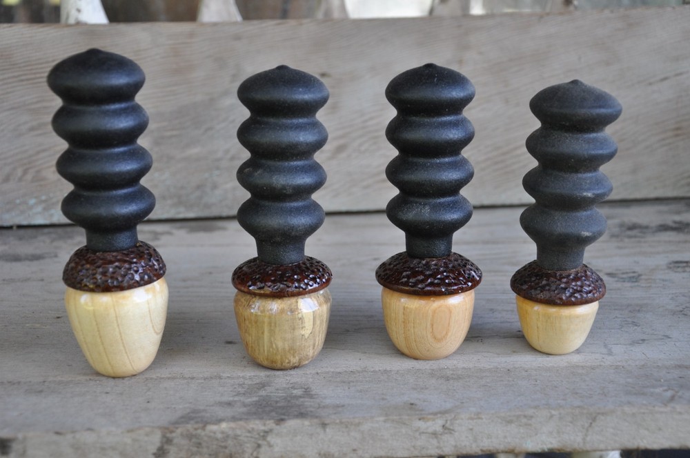 Custom Acorn Squirrel calls made from Texas Ash, Spalted Hackberry with Walnut
