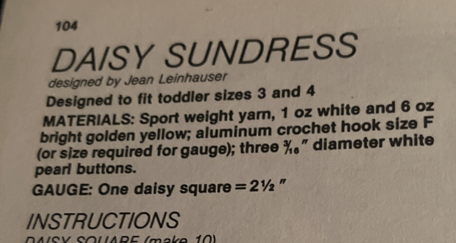 ~Crochet Pattern - Daisy Sundress - Pattern Only~