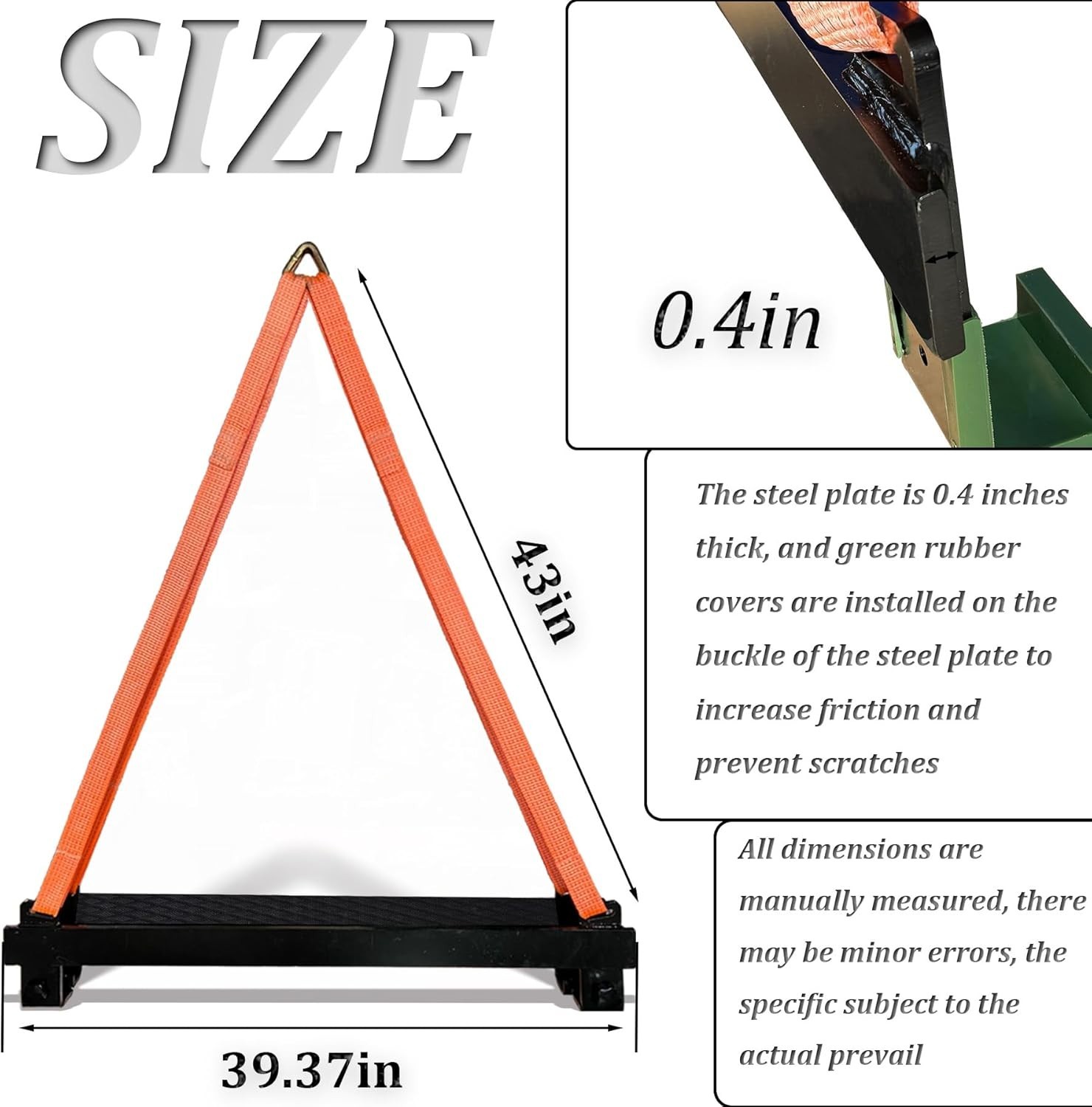 2800 lb ,43'' Watercraft Sling with Heavy duty powder-coated Steel Bracket,Po...