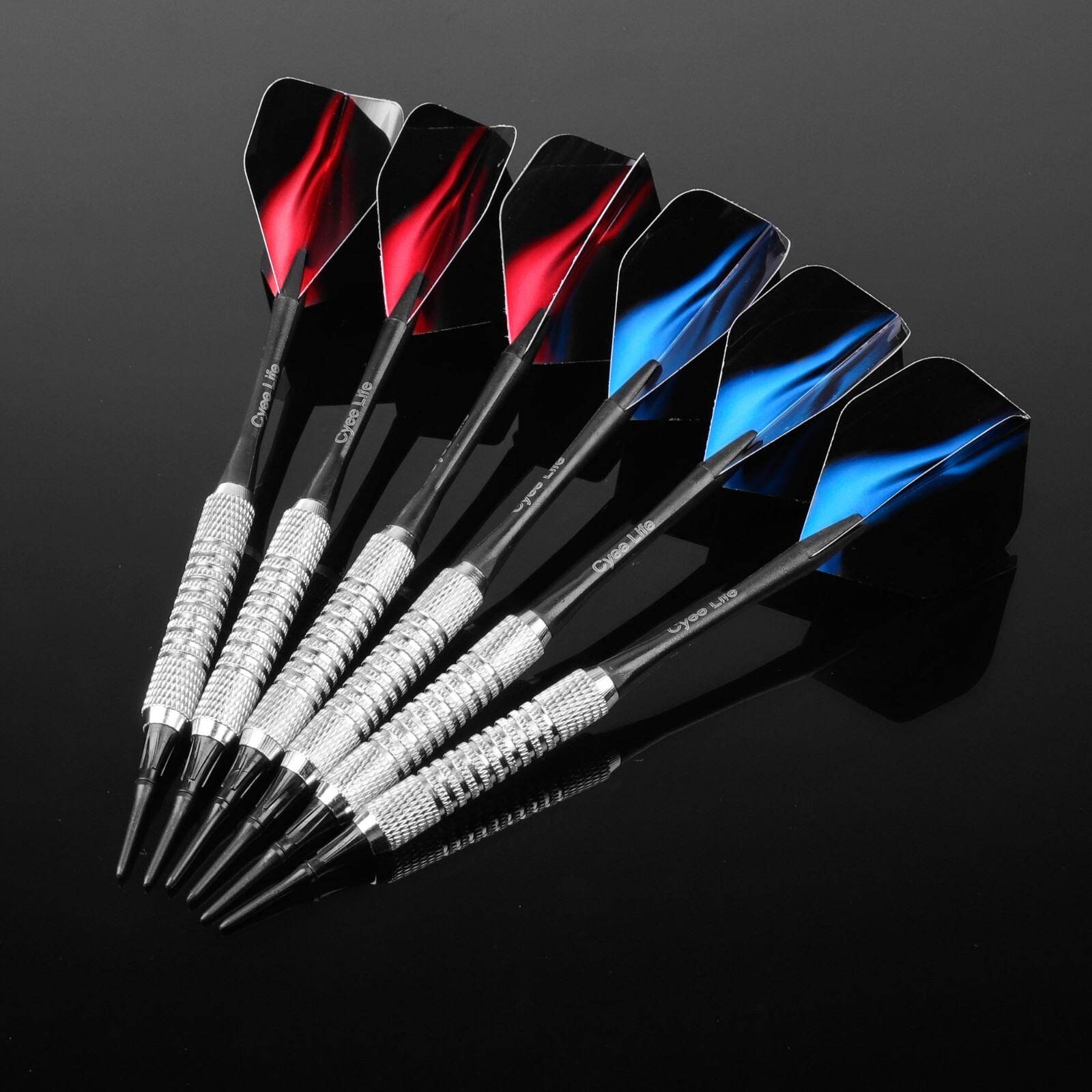 16g Soft Tip Darts Set with Black&Sliver Barrels+Nylon Shafts+36pcs Flights