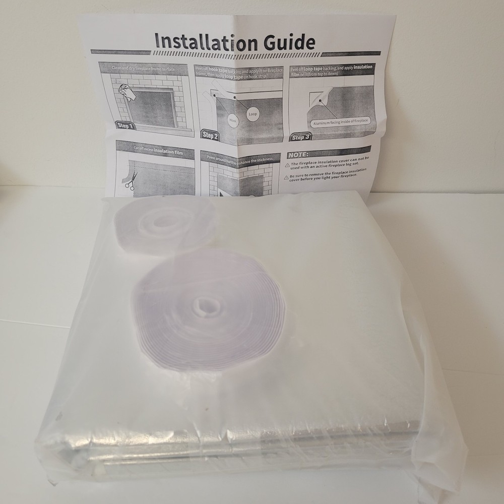 Fireplace Insulation Cover Draft Blocker w/ Installation Guide New