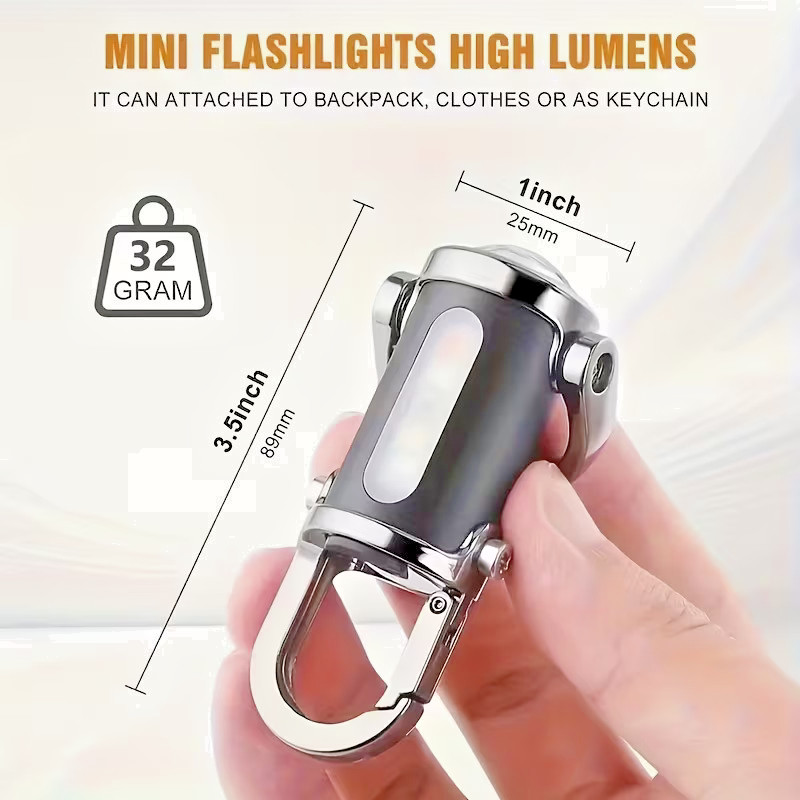 2 X Rechargeable Multi-Mode Mini Keychain Flashlight, 300LM LED work light