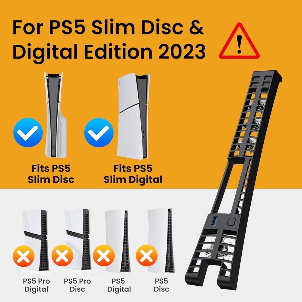 Enhanced Cooling Solution for PS5 Slim - 4 Fans, Quiet, Adjustable Speeds