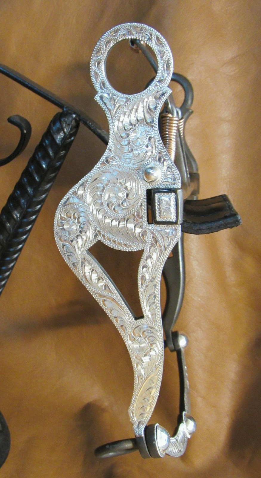 E Garcia Full Overlay Engraved Spade Silver Bit BrownFinish