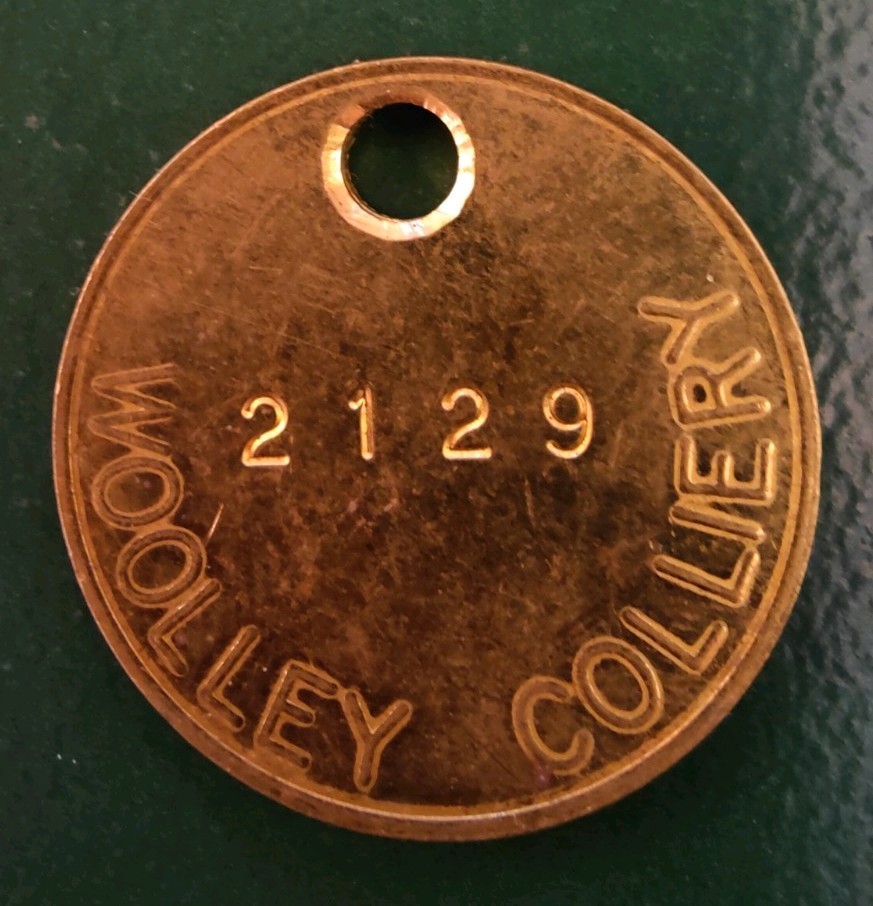 Woolley Colliery Pit Check Tally Token marked Woolley Colliery 2129