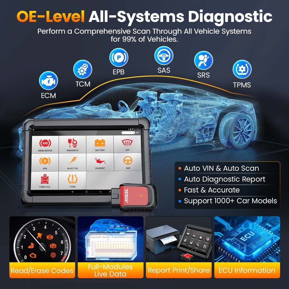 ANCEL X6 Car Diagnostic Tool Bidirectional All Systems OBD2 Scanner Code Reader
