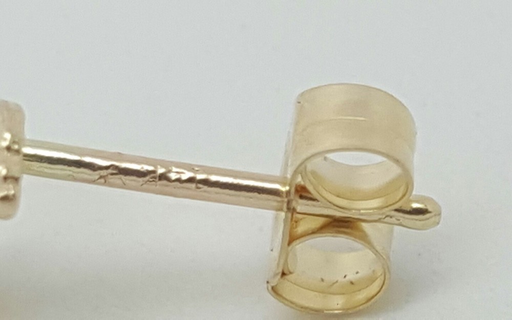 14k Solid Yellow Gold Lion Head Leo Stud Earrings Push Back