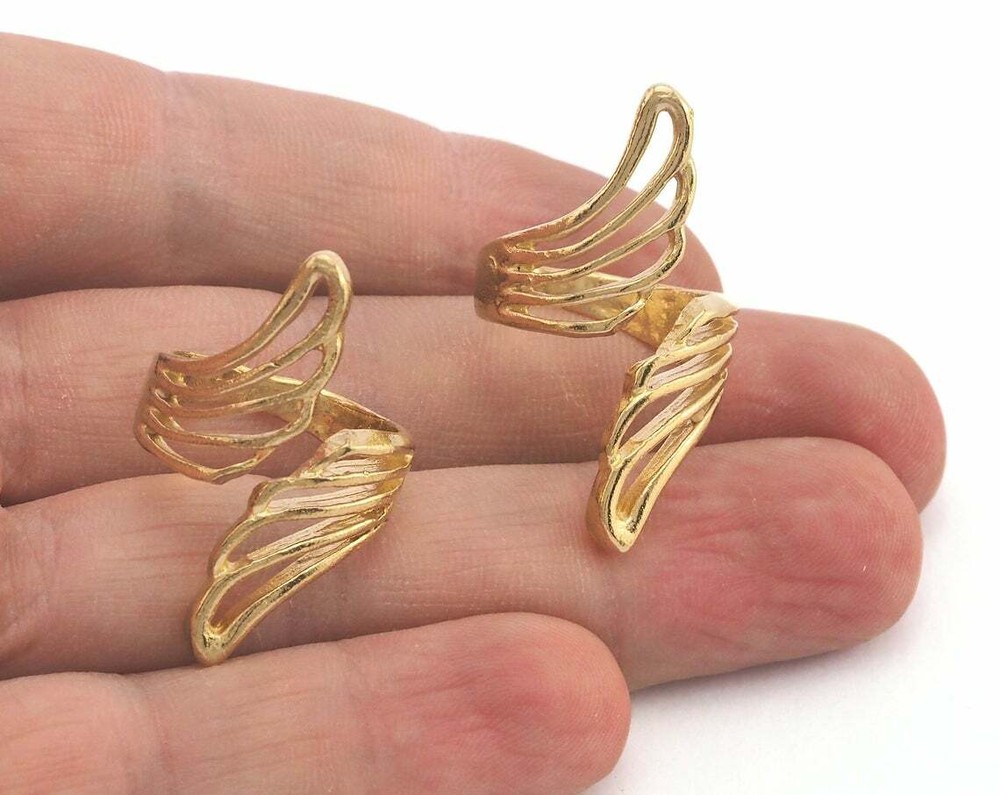 Wings Adjustable Ring Raw brass (18mm 8US inner size - Adjustable ) Oz3689