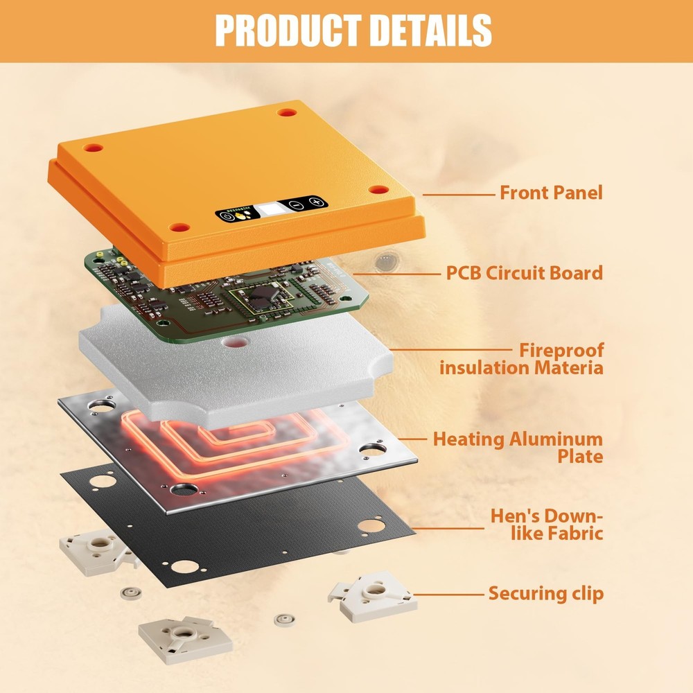 Brooder Plate for Chicks,10" x 10" Heat Plate for Chicks with Triangular Cone...