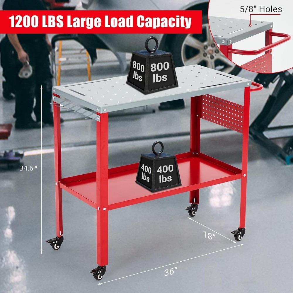 Movable Welding Table 36"x18" 1200lb Welding Workbench Table Portable Work Bench