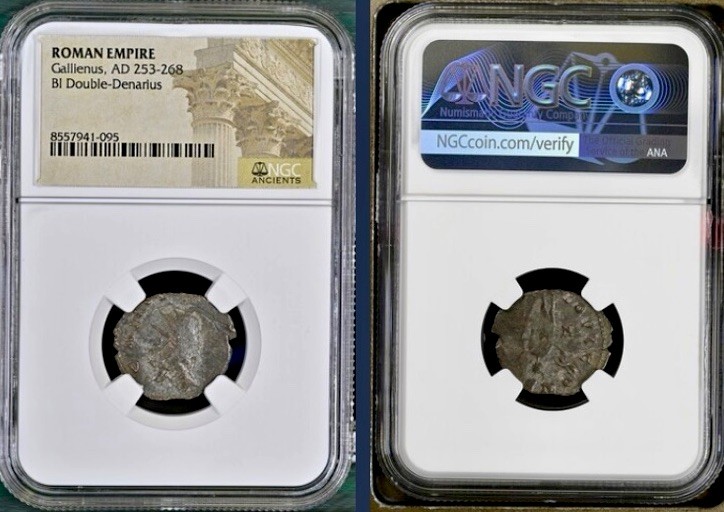 Ancient Roman Coin Emperor Gallienus 253AD-268AD NGC Genuine Double Denarius
