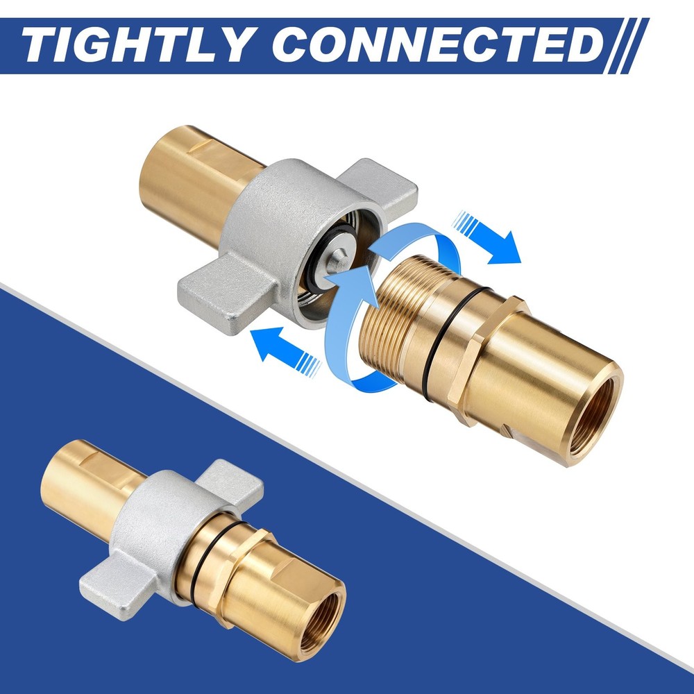 1'' Wet Line Wing Nut Hydraulic Quick Disconnect Coupler / Coupling Set - NPT